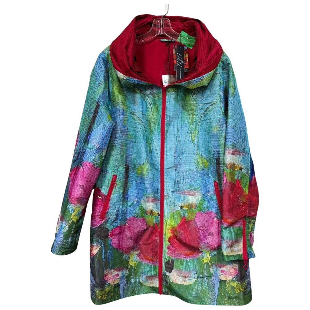 Made 2 Inspire Long Sleeve Full Zip Hood Reversible Jacket Blue Green/Pink